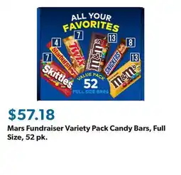 Sam's Club Mars Fundraiser Variety Pack Candy Bars, Full Size, 52 pk offer