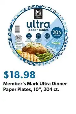 Sam's Club Member's Mark Ultra Dinner Paper Plates, 10, 204 ct offer