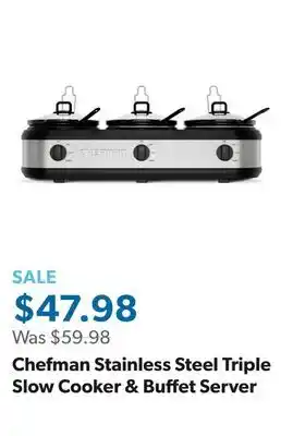 Sam's Club Chefman Stainless Steel Triple Slow Cooker & Buffet Server offer