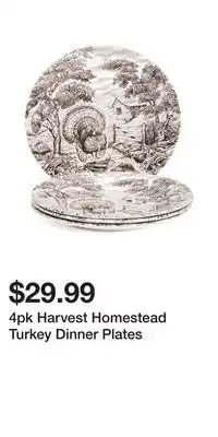 TJ Maxx 4pk Harvest Homestead Turkey Dinner Plates offer