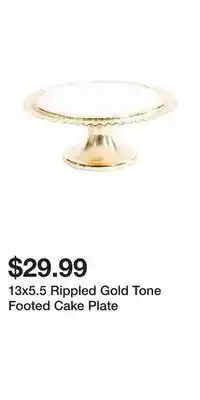 TJ Maxx 13x5.5 Rippled Gold Tone Footed Cake Plate offer