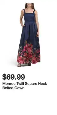 TJ Maxx Monroe Twill Square Neck Belted Gown offer