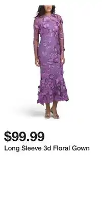 TJ Maxx Long Sleeve 3d Floral Gown offer