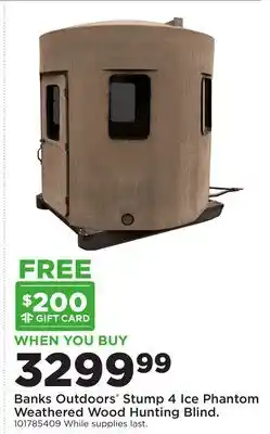 Fleet Farm Banks Outdoors Stump 4 Ice Phantom Weathered Wood Hunting Blind offer
