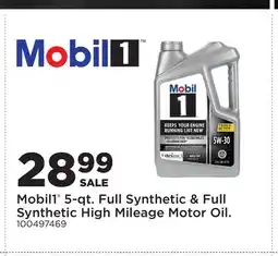 Fleet Farm Mobil1 5-qt. Full Synthetic & Full Synthetic High Mileage Motor Oil offer