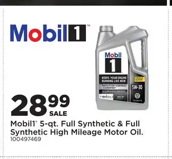 Fleet Farm Mobil1 5-qt. Full Synthetic & Full Synthetic High Mileage Motor Oil offer