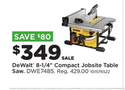 Fleet Farm DeWalt 8-1/4 Compact Jobsite Table Saw offer