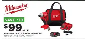 Fleet Farm Milwaukee M18 CP Brush Impact Kit offer