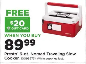 Fleet Farm Presto 6-qt. Nomad Traveling Slow Cooker offer