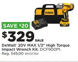 Fleet Farm DeWalt 20V MAX 1/2 High Torque Impact Wrench Kit offer