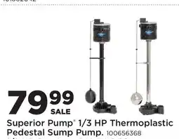 Fleet Farm Superior Pump 1/3 HP Thermoplastic Pedestal Sump Pump offer