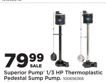 Fleet Farm Superior Pump 1/3 HP Thermoplastic Pedestal Sump Pump offer