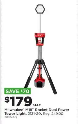 Fleet Farm Milwaukee M18 Rocket Dual Power Tower Light offer