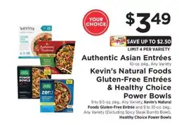 ShopRite Authentic Asian Entrées, Kevin’s Natural Foods Gluten-Free Entrées & Healthy Choice Power Bowls offer