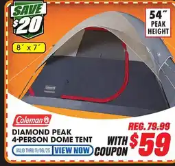 Big 5 Coleman Diamond Peak 4-Person Dome Tent offer
