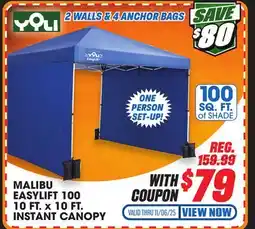 Big 5 Yoli Malibu EasyLift 100 10' x 10' Straight Leg Instant Canopy Value Pack offer