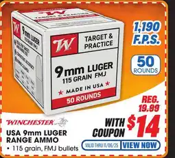 Big 5 Winchester USA 9MM Luger Range Ammo offer
