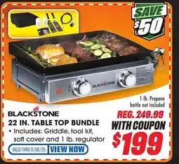 Big 5 Blackstone 22 Gas Tabletop 2-Burner Griddle Bundle offer