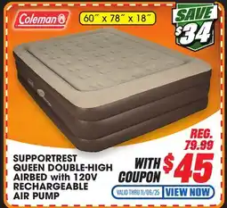 Big 5 Coleman SupportRest Queen 18 Double High Airbed with 120V Rechargeable Air Pump offer