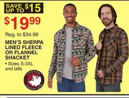 Dunham's Sports MEN'S SHERPA LINED FLEECE OR FLANNEL SHACKET offer