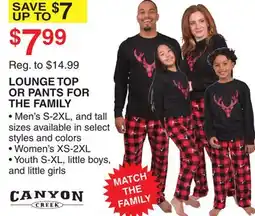 Dunham's Sports LOUNGE TOP OR PANTS FOR THE FAMILY offer