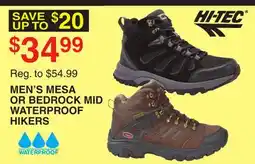 Dunham's Sports MEN'S MESA OR BEDROCK MID WATERPROOF HIKERS offer