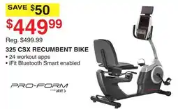 Dunham's Sports PRO-FORM 325 CSX RECUMBENT BIKE offer
