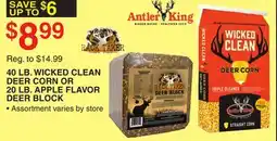 Dunham's Sports 40 LB. WICKED CLEAN DEER CORN OR 20 LB. APPLE FLAVOR DEER BLOCK offer