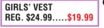 Dunham's Sports GIRLS' VEST offer
