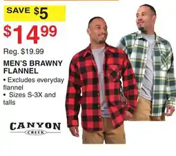 Dunham's Sports CANYON CREEK MEN'S BRAWNY FLANNEL offer