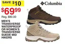 Dunham's Sports COLUMBIA MEN'S TRANSVERSE WATERPROOF OR WOMEN'S TRANSVERSE SUEDE MID HIKERS offer
