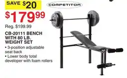 Dunham's Sports COMPETITOR CB-20111 BENCH WITH 80 LB. WEIGHT SET offer