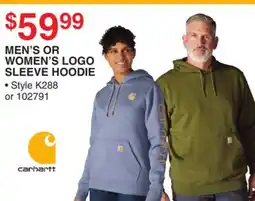 Dunham's Sports CARHARTT MEN'S OR WOMEN'S LOGO SLEEVE HOODIE offer