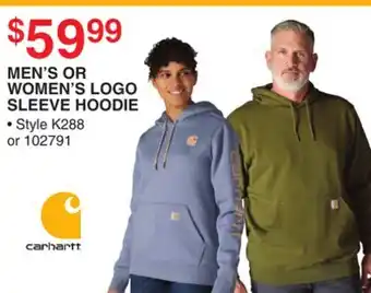 Dunham's Sports CARHARTT MEN'S OR WOMEN'S LOGO SLEEVE HOODIE offer