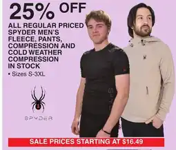 Dunham's Sports SPYDER MEN'S FLEECE, PANTS, COMPRESSION AND COLD WEATHER COMPRESSION IN STOCK offer