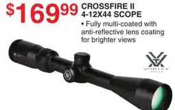 Dunham's Sports VORTEX CROSSFIRE II 4-12X44 SCOPE offer