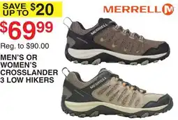 Dunham's Sports MERRELL MEN'S OR WOMEN'S CROSSLANDER 3 LOW HIKERS offer