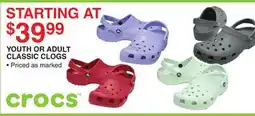 Dunham's Sports CROCS YOUTH OR ADULT CLASSIC CLOGS offer