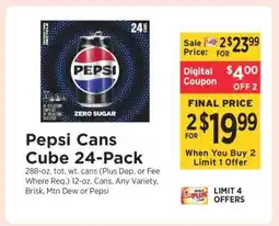 ShopRite Pepsi Cans Cube 24-Pack offer