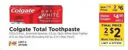 ShopRite Colgate Total Toothpaste offer