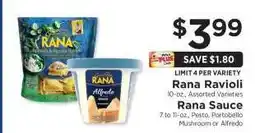 ShopRite Rana Ravioli / Rana Sauce offer