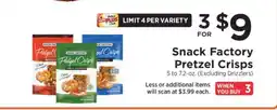 ShopRite Snack Factory Pretzel Crisps offer