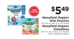 ShopRite Stonyfield Organic Kids Pouches / Stonyfield Organic Smoothies offer