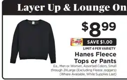 ShopRite Hanes Fleece Tops or Pants offer