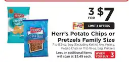 ShopRite Herr's Potato Chips or Pretzels Family Size offer