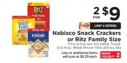 ShopRite Nabisco Snack Crackers or Ritz Family Size offer