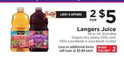 ShopRite Langers Juice offer