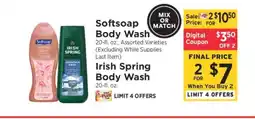 ShopRite Softsoap Body Wash / Irish Spring Body Wash offer