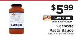 ShopRite Carbone Pasta Sauce offer