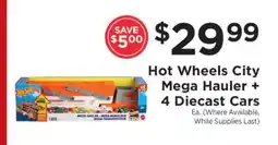 ShopRite Hot Wheels City Mega Hauler + 4 Diecast Cars offer